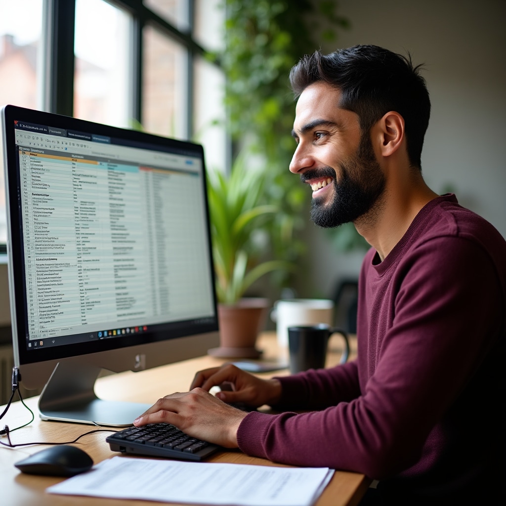 Inventar detaliat de documente afișat pe ecran în format spreadsheet