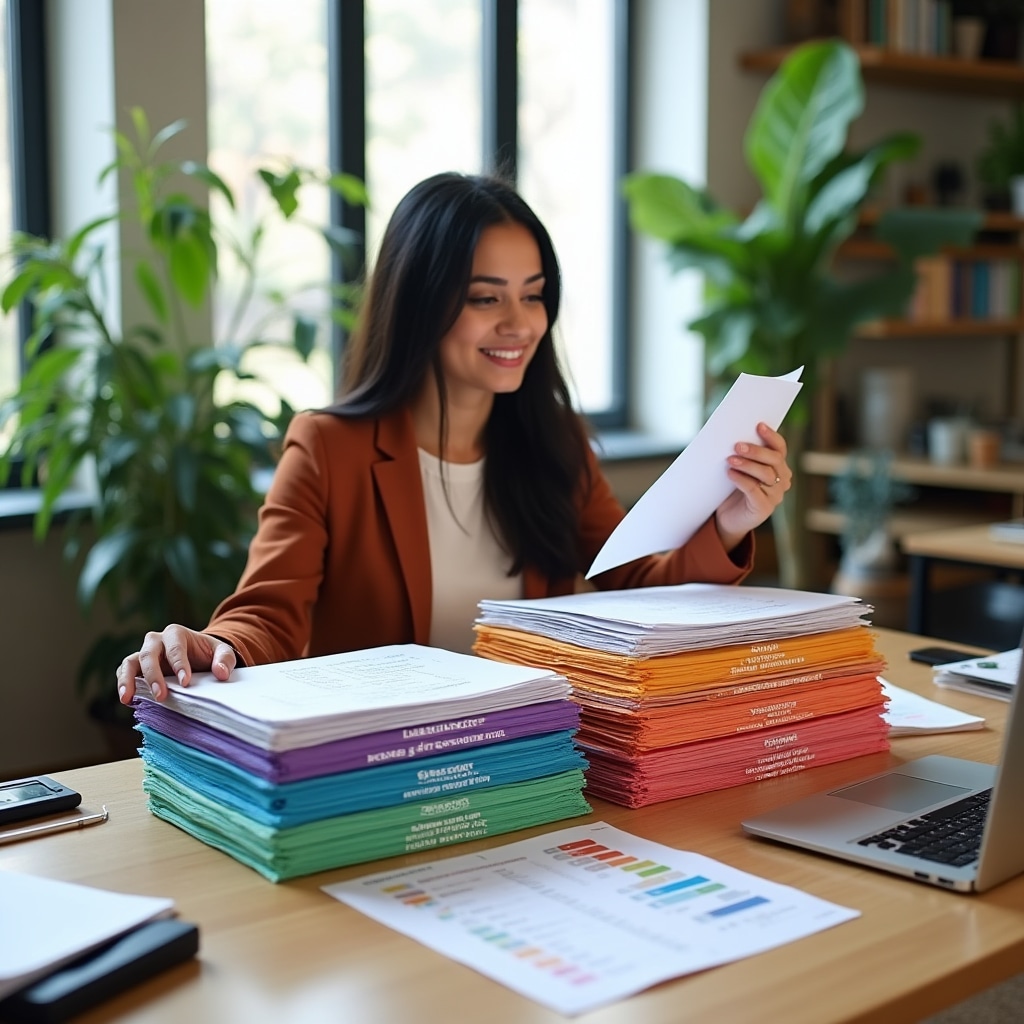 Documente contabile clasificate pe categorii fiscale cu etichete colorate