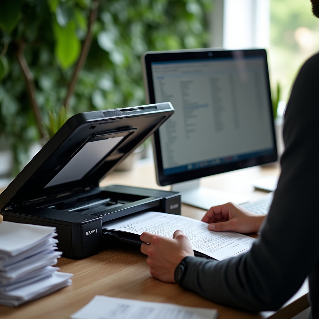 Echipament profesional de scanare documente în acțiune