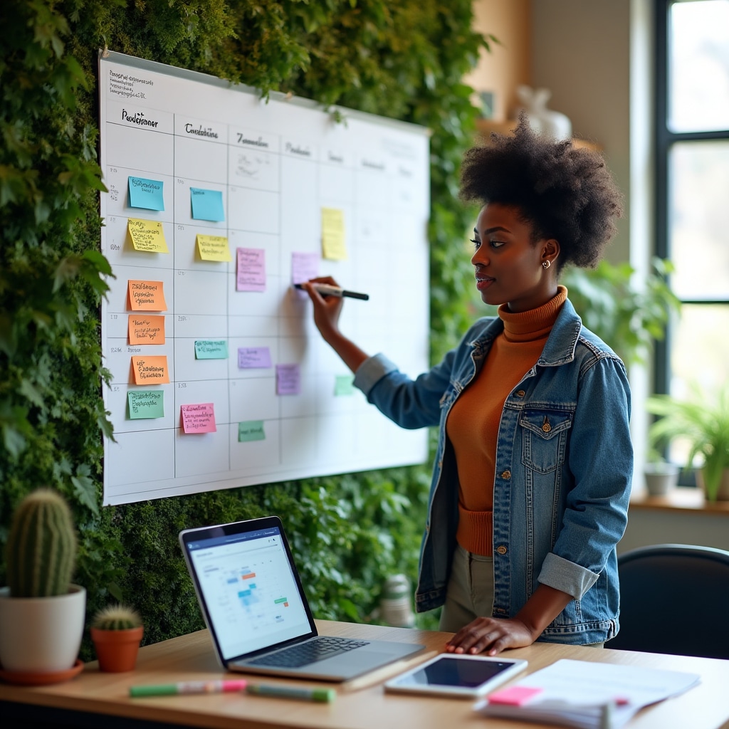 Calendar de planificare proiect cu etape marcate și termene