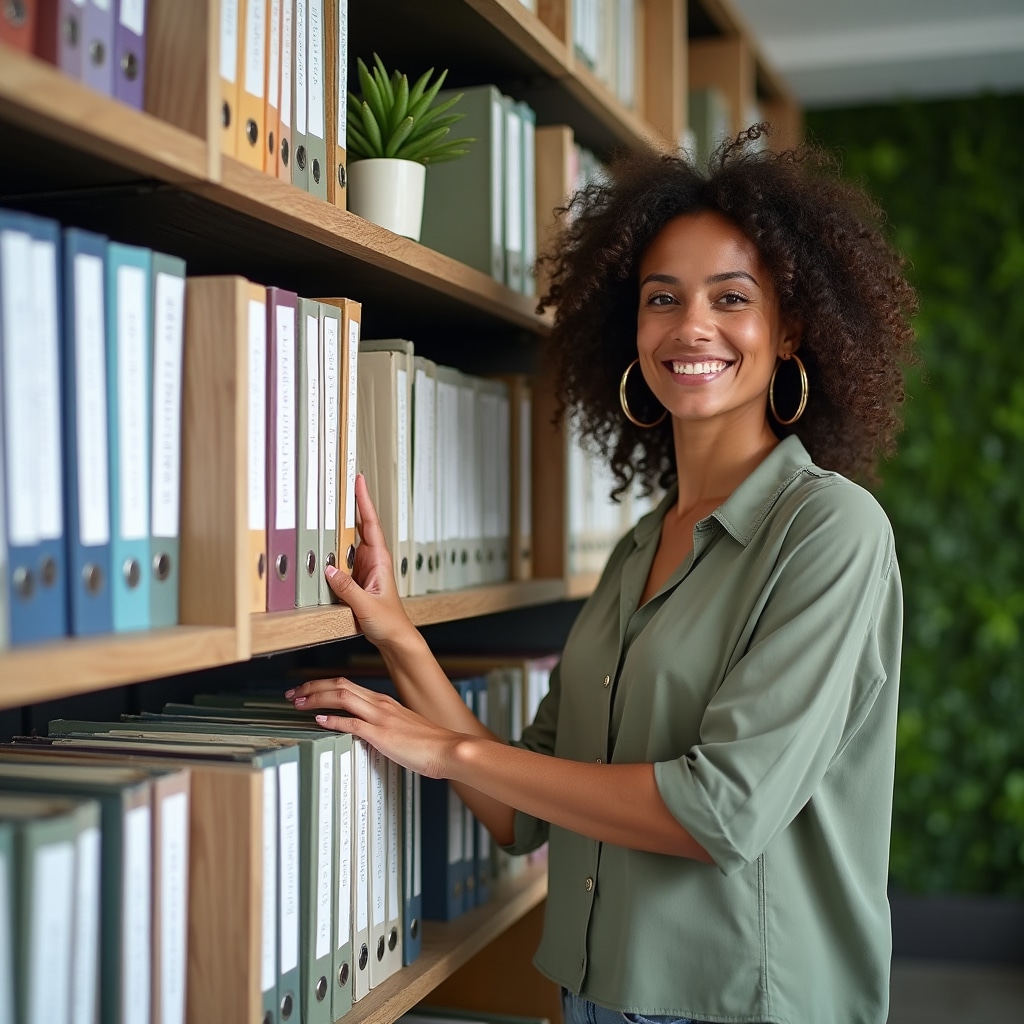 Sistem de arhivare structurat cu dosare etichetate și organizate pe rafturi